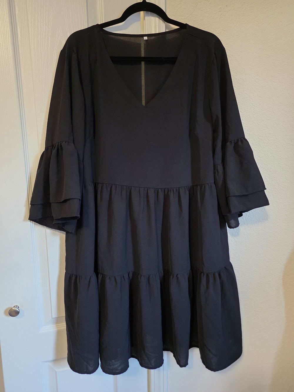 Black Women's Tiered V-Neck Dress
